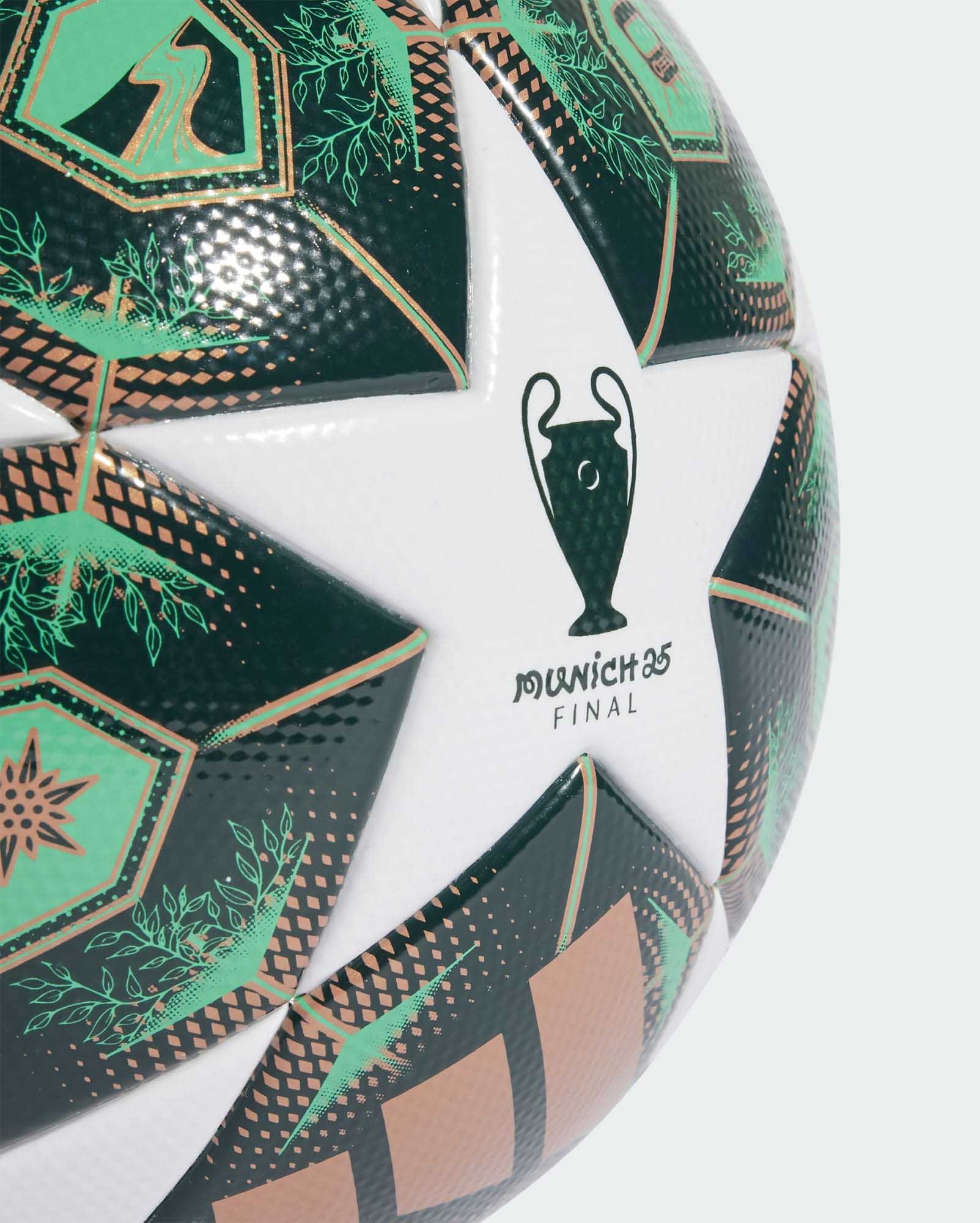 UCL League 24/25 Knockout Stages Ball White/Shadow Green/Hi-Res Green