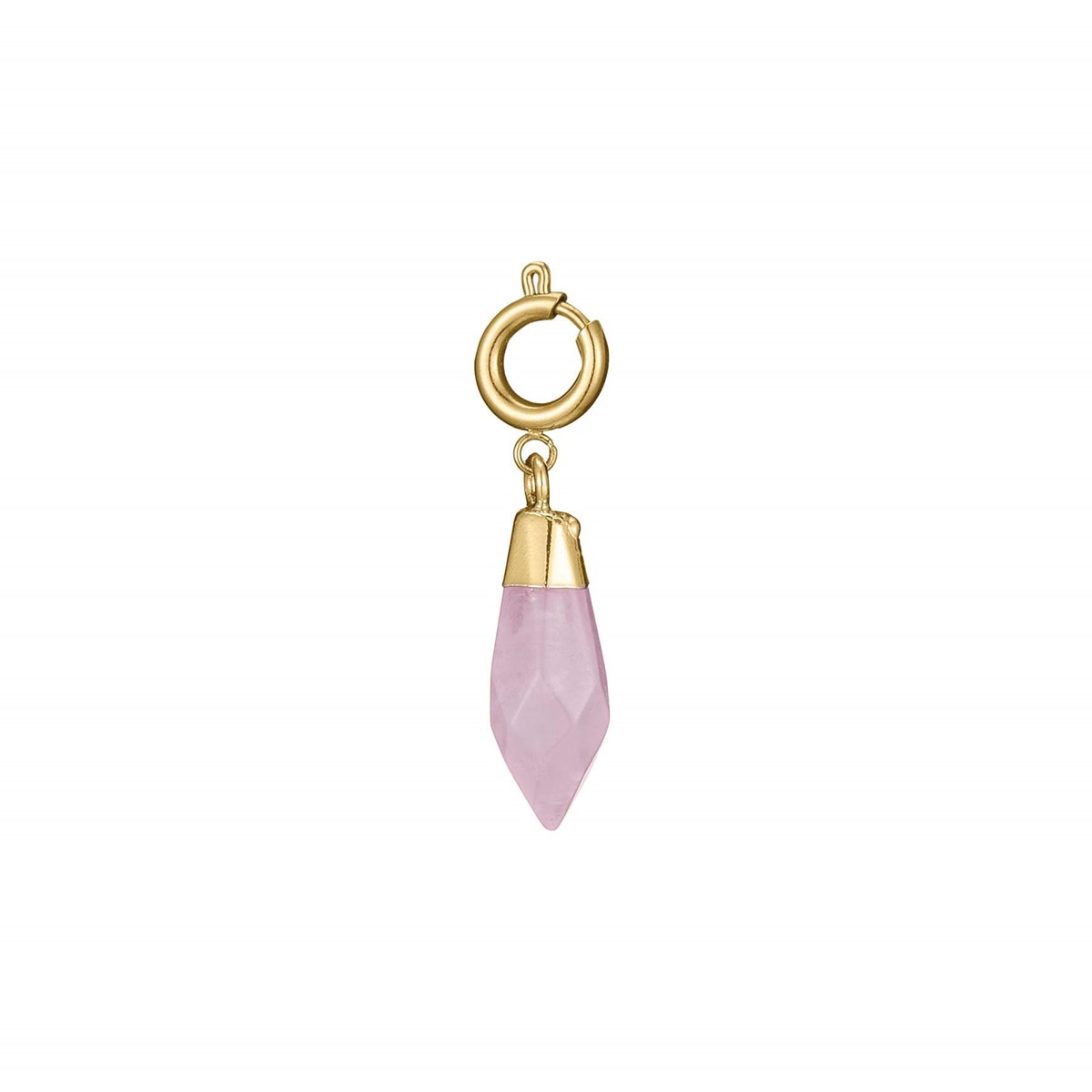 Charm cristal Quartz rose acier doré or
