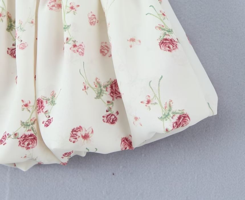 Avauntgardo - Strapless crop top met bloemenprint en bubbelzoom