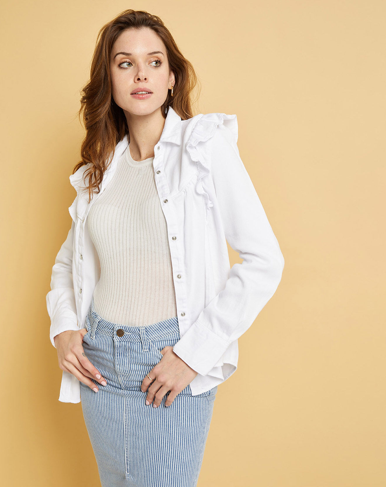 Acquaverde Chemise en jean Natural Gilda blanche