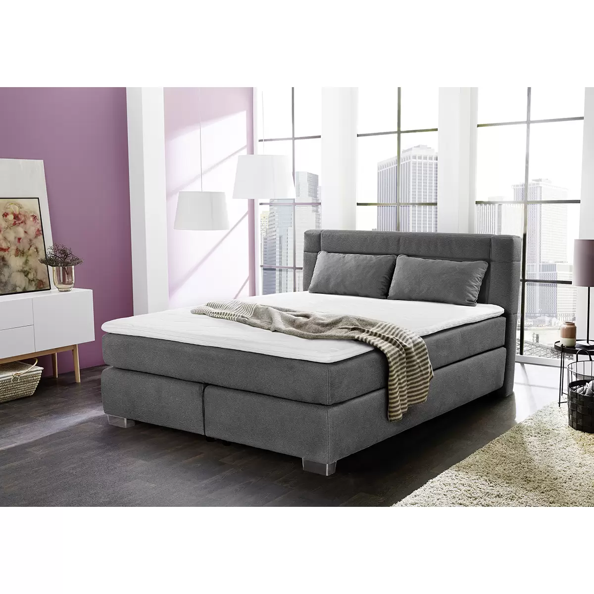 Boxspringbett Recife Mix 160x200 Grau