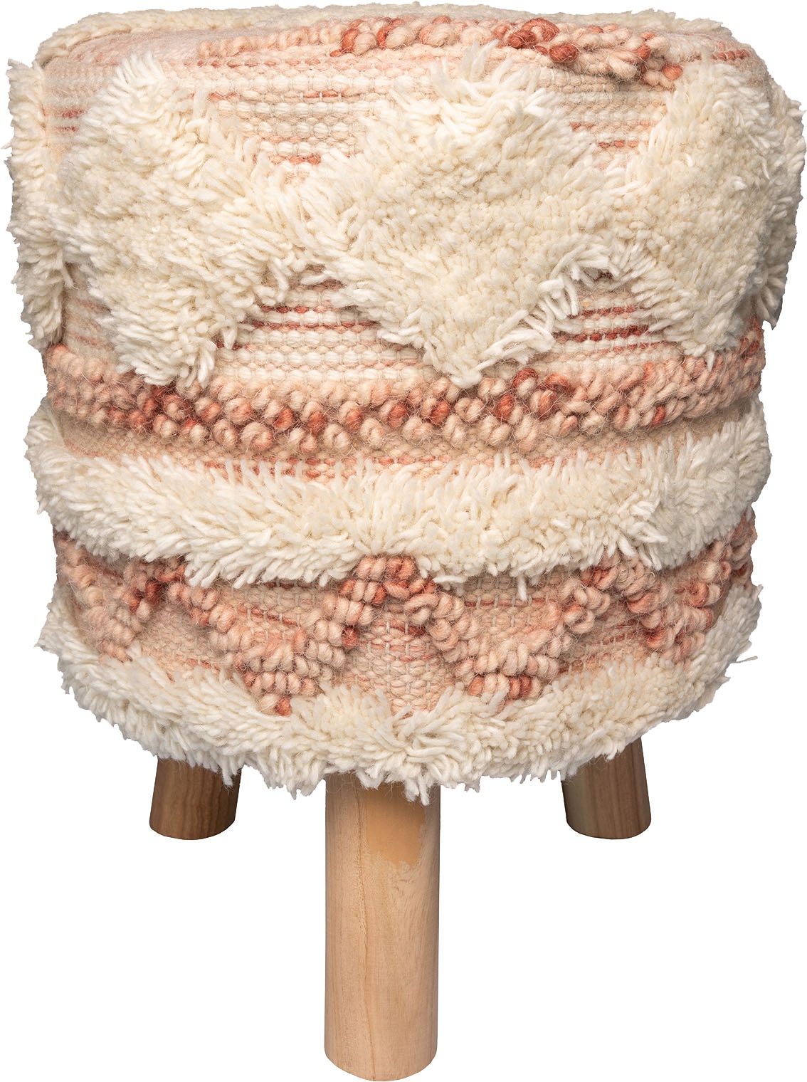 Kayoom Sitzhocker »Hocker Bohist 225, charaktergebende Strukturen mit Fransen und Quasten« 1 Stk. tlg. handgefertigtes Unikat, Boho-Style, gut kombinierbar