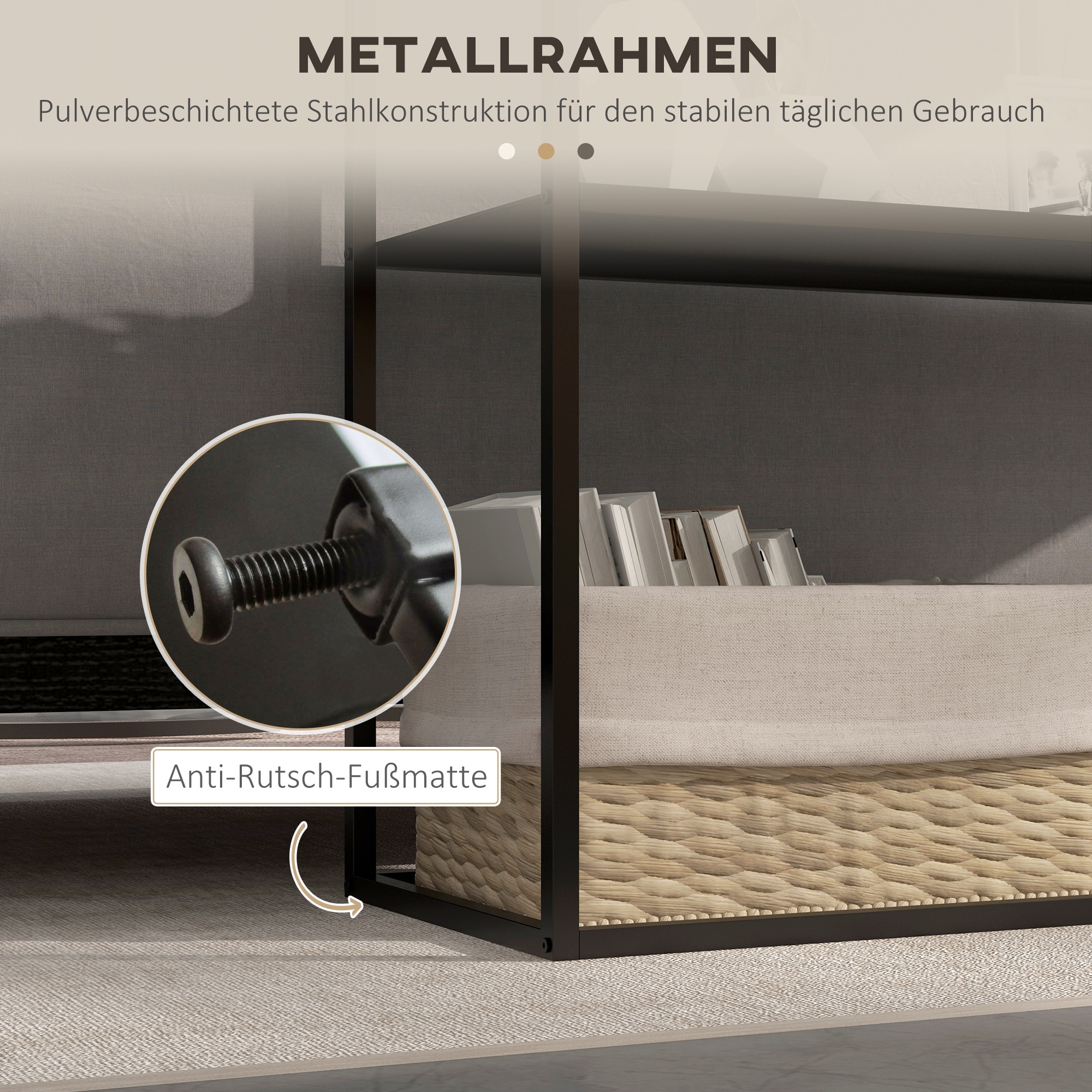 HOMCOM Konsolentisch mit 2 Ebenen schwarz 90L x 30B x 75H cm