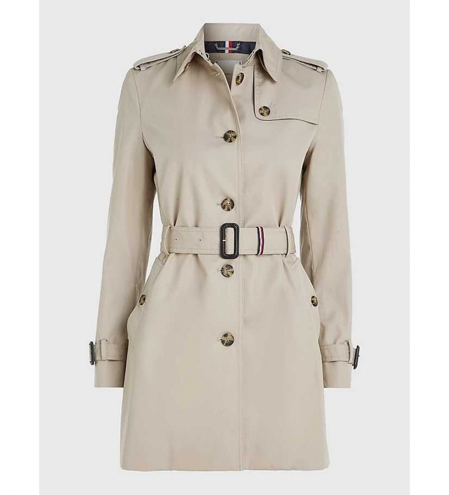Casaco Tommy Hilfiger Heritage de abotoamento simples, cor taupe