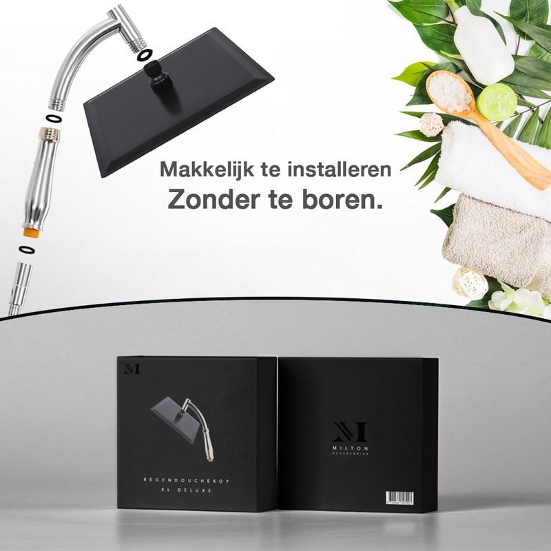 Regendouchekop - XL Deluxe - Vierkant - 28 cm - Siliconen Sproeiers