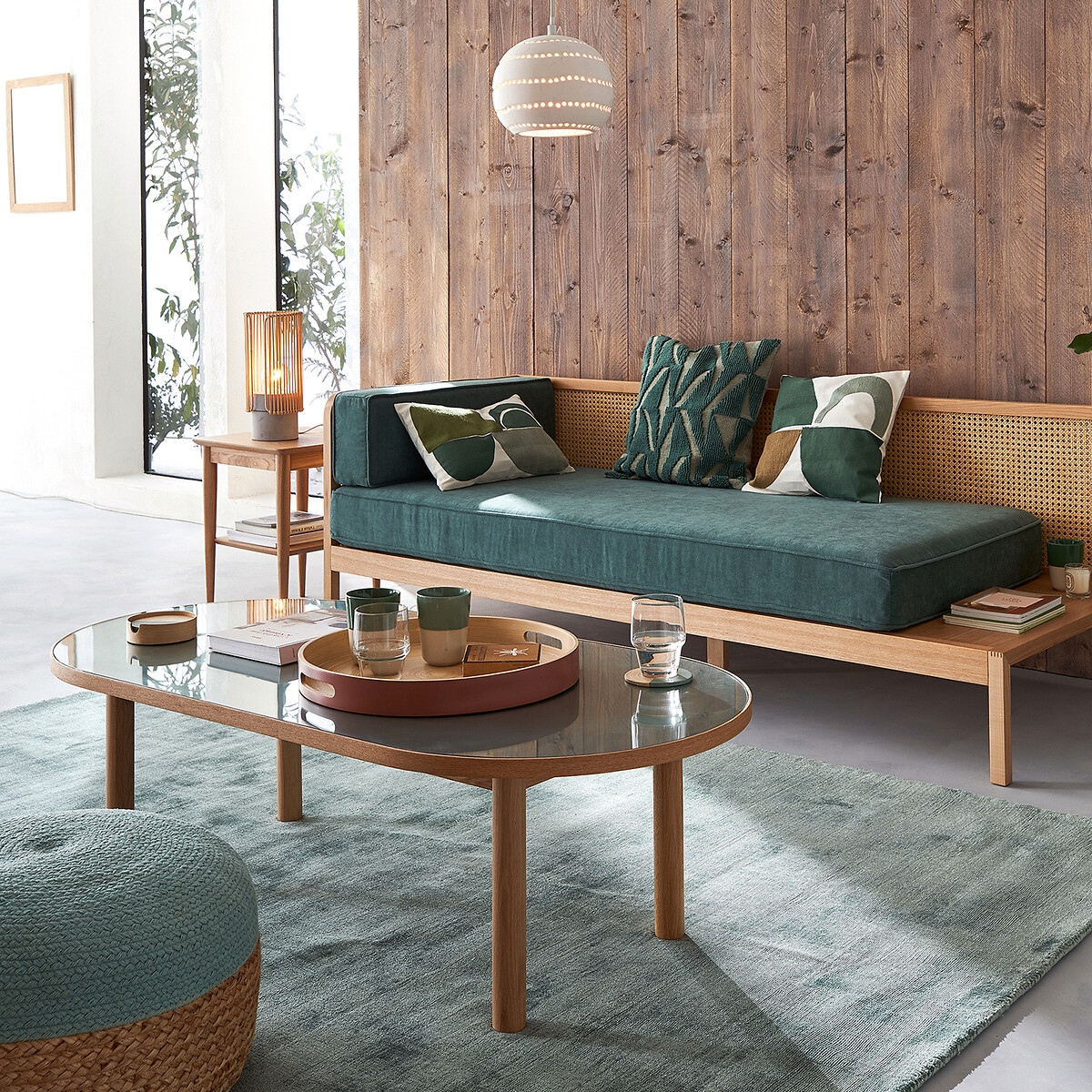 LA REDOUTE INTERIEURS<br>Mesa de centro em carvalho e vidro, Evergreen