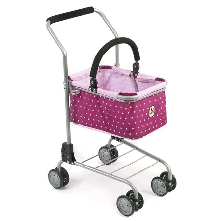 Bayer Chic Supermarkt-Einkaufswagen mit Tragekorb, Dots Brombeere