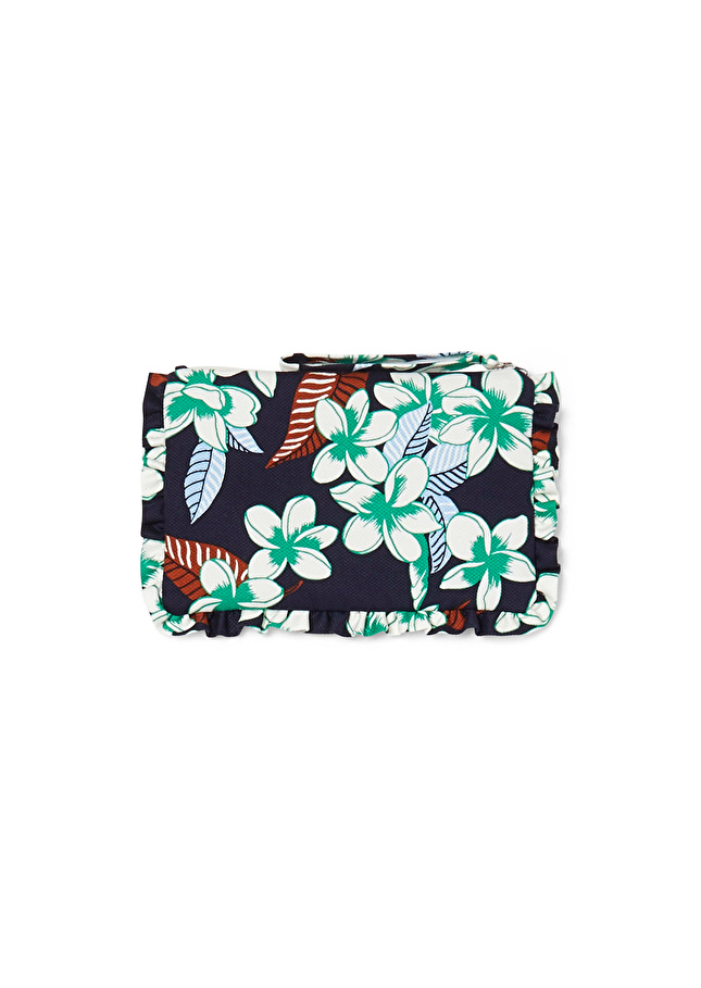 Pochette Sabrinableu nuit à motif fleurs