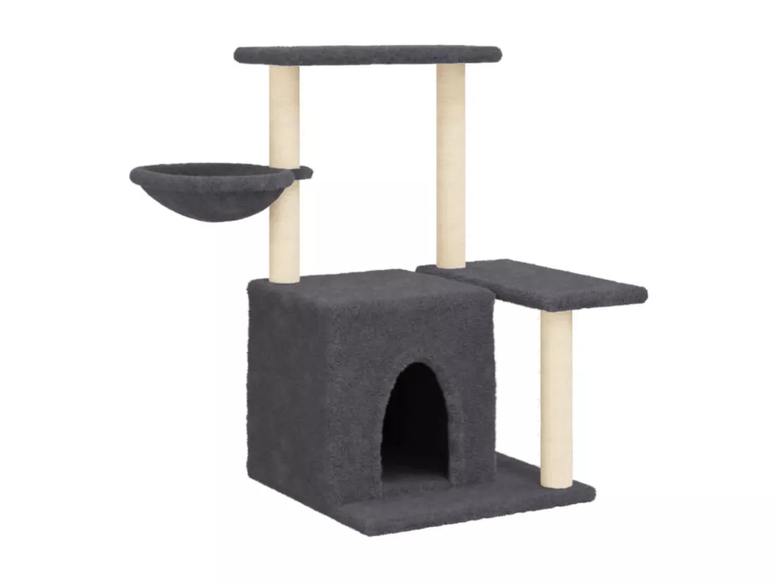 Arbre à chat avec griffoirs en sisal Gris foncé 83 cm
