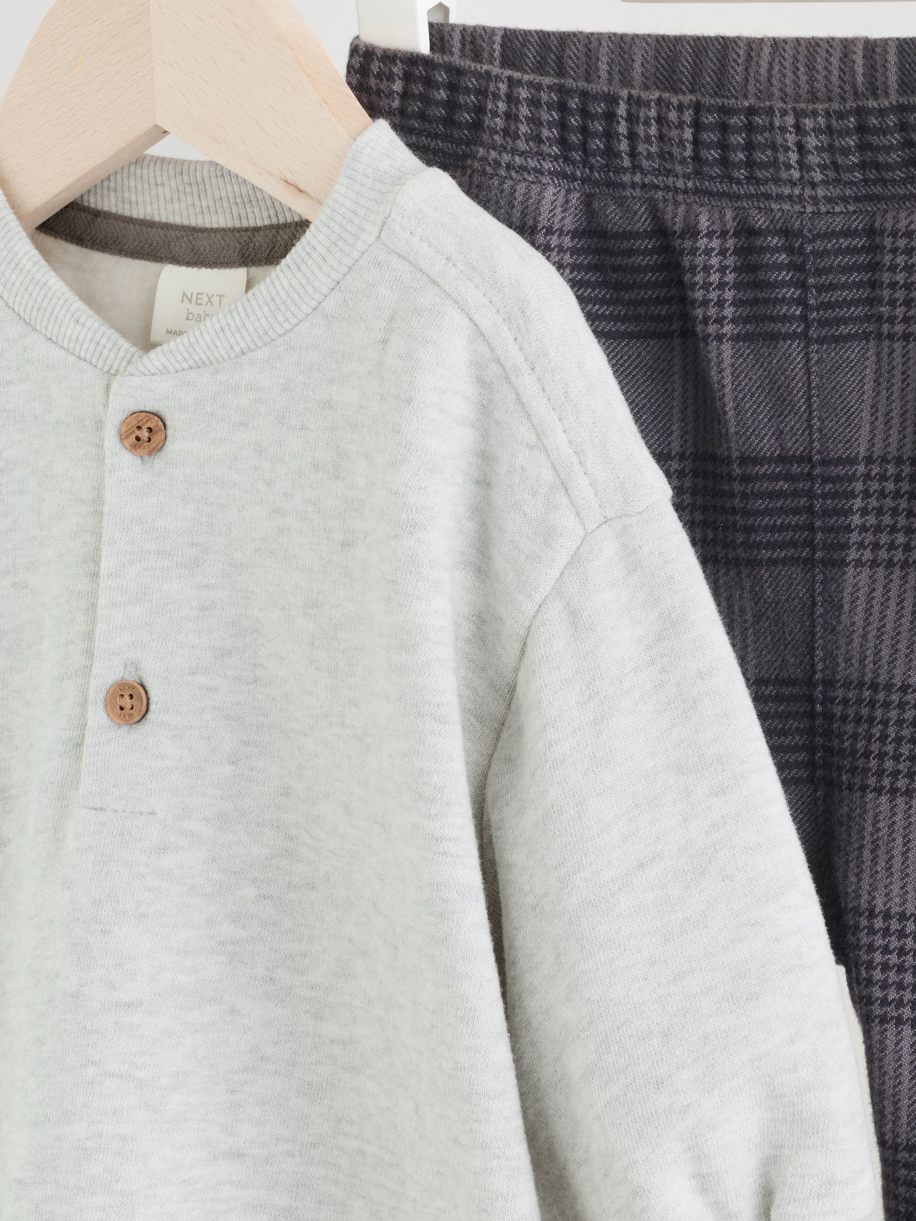 Grijs geruit - Set van babysweatshirt en broek (0mnd -2jr)