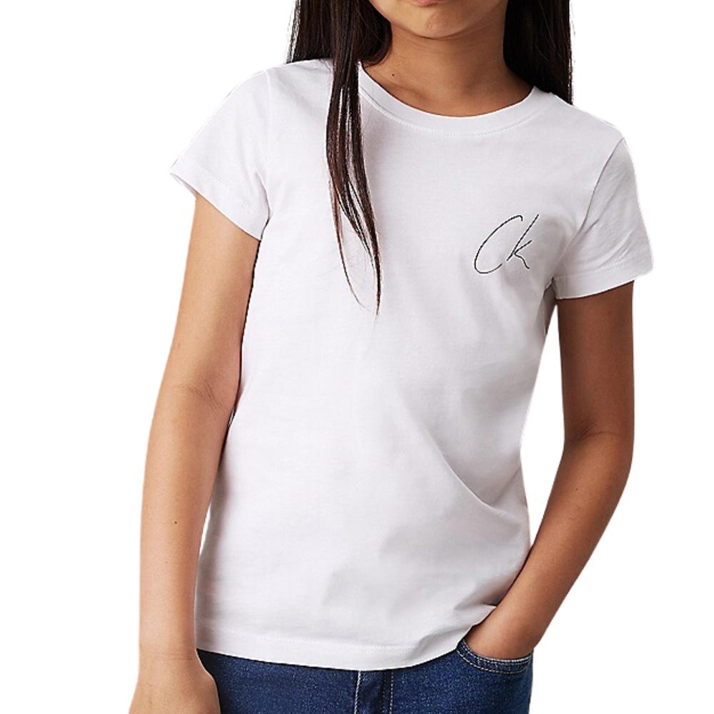 Calvin Klein Jeans T-shirt Blanc Fille Calvin Klein Jeans Signage