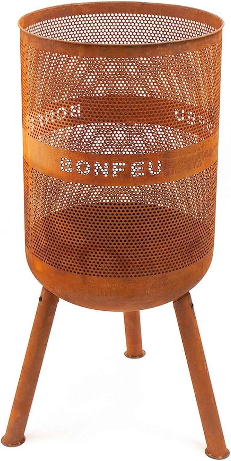 BonFeu Bonves Ø 45cm Rost - Feuerkorb für den Garten - Feuertonne & Feuerstelle - aus stabilem Stahl - Mit Grillrost & Schürhaken zum Kochen - Feuerkorb mit Grillrost