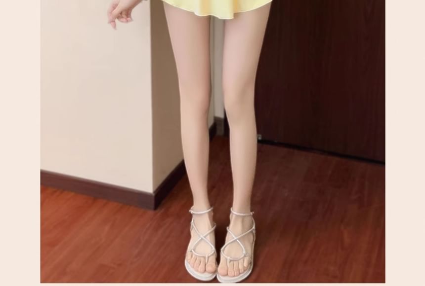 Kansen - Sweetheart Neck Plain Cutout Twist Swimdress / Plain Cover Up Jacket / Set