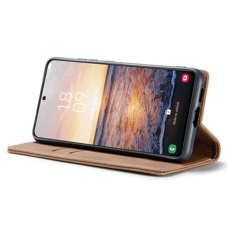 Samsung Galaxy S24 Leder Tasche Flip Wallet Etui mit Kartenfächern - Braun