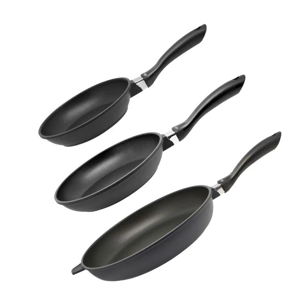Set de 3 poêles à frire 24 cm 28 cm et 32 cm en fonte d'aluminium Aluc