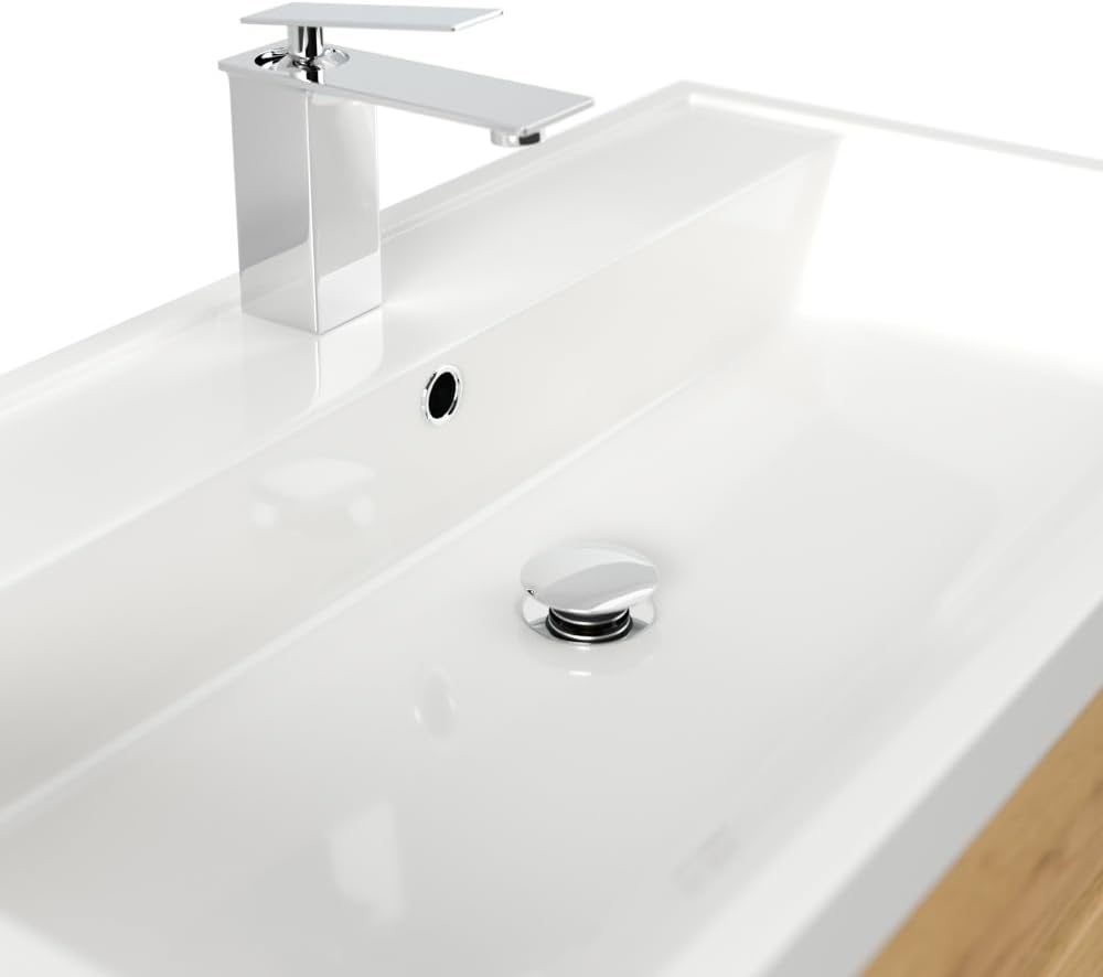 Magnolia Home Stand Badmöbel Via 80 SoftClose mit DREI grifflosen Schubladen Farbe Eiche Gold