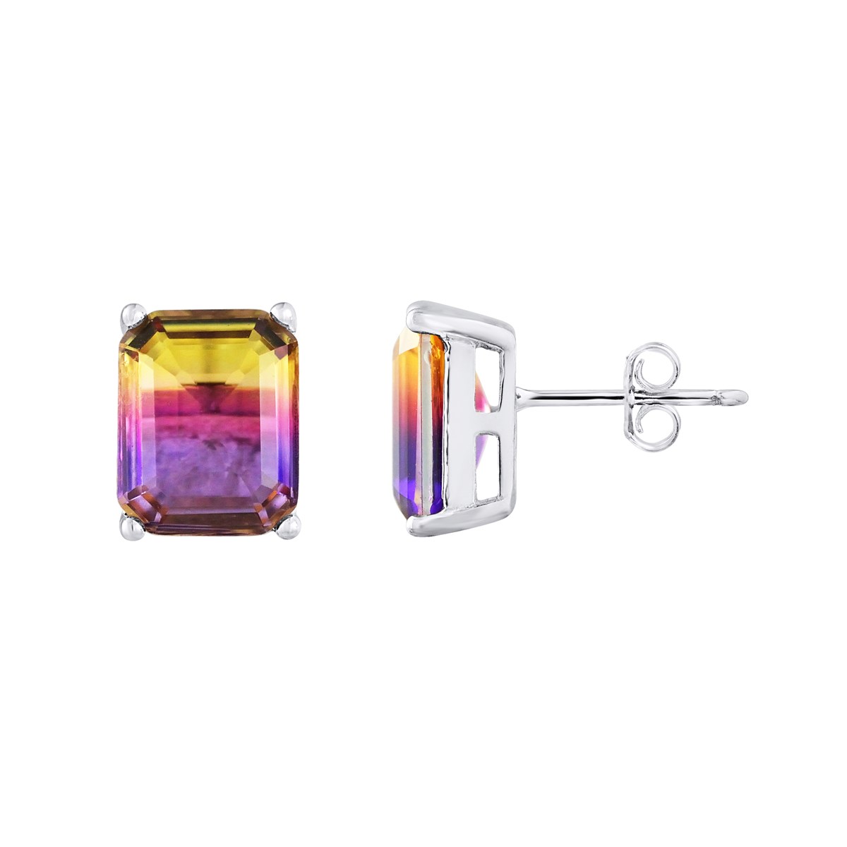 Boucles d'Oreilles RECTANGLE - Cristal - Argent 925
