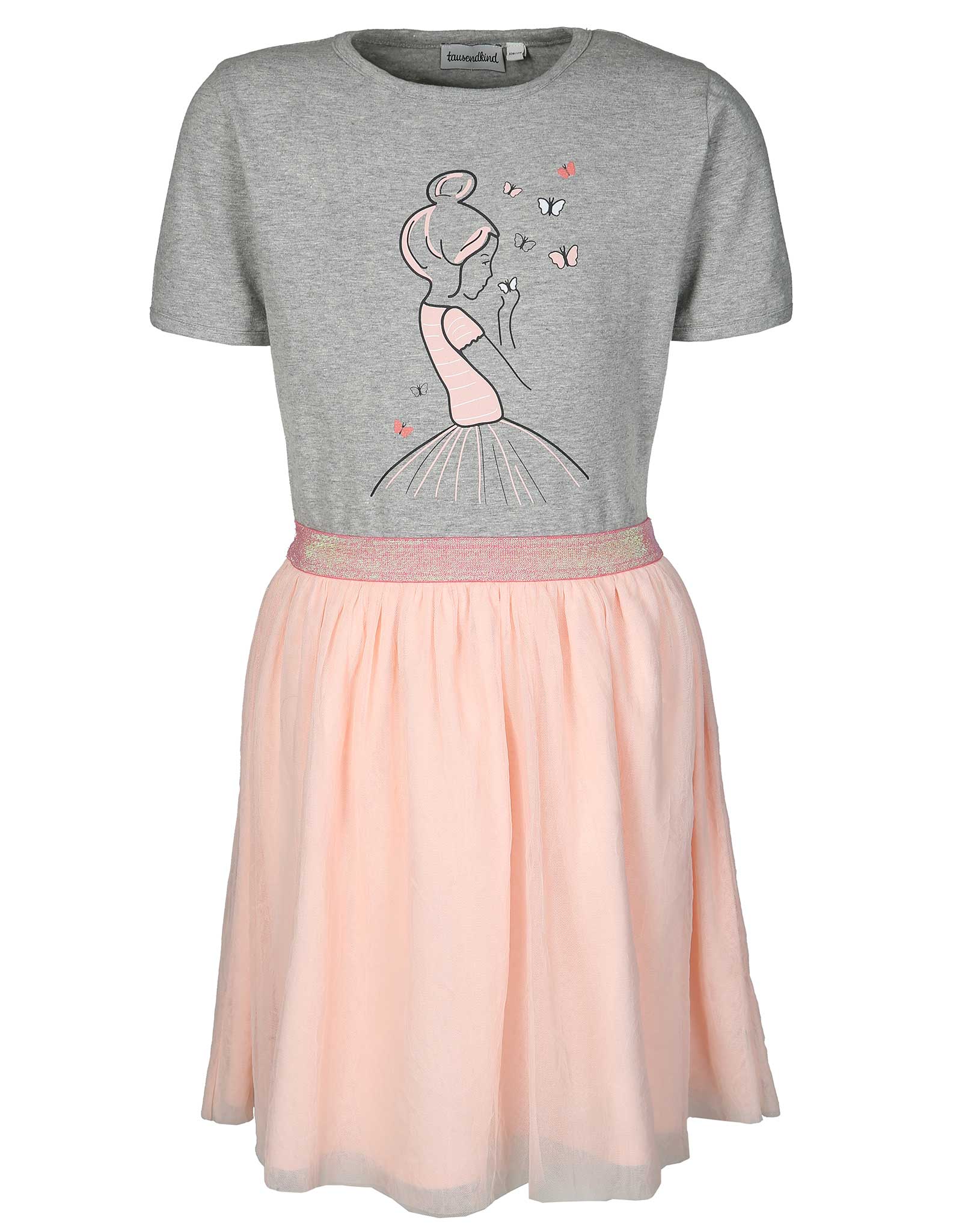 Kurzarm-Kleid BALLERINA in rosa/grau