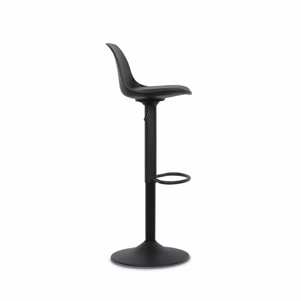 Lot de 2 tabourets de bar réglables 61.5/83.5cm - noah - simili cuir noir - hauteur réglable. Repose-pieds