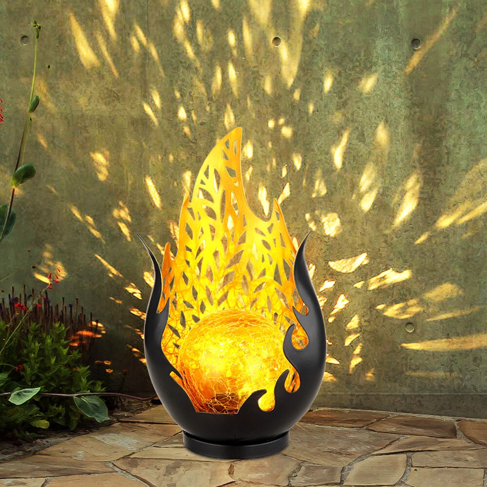 LED Solarleuchte, Wetterfest, schwarz, gold, Akku, H 26,5cm