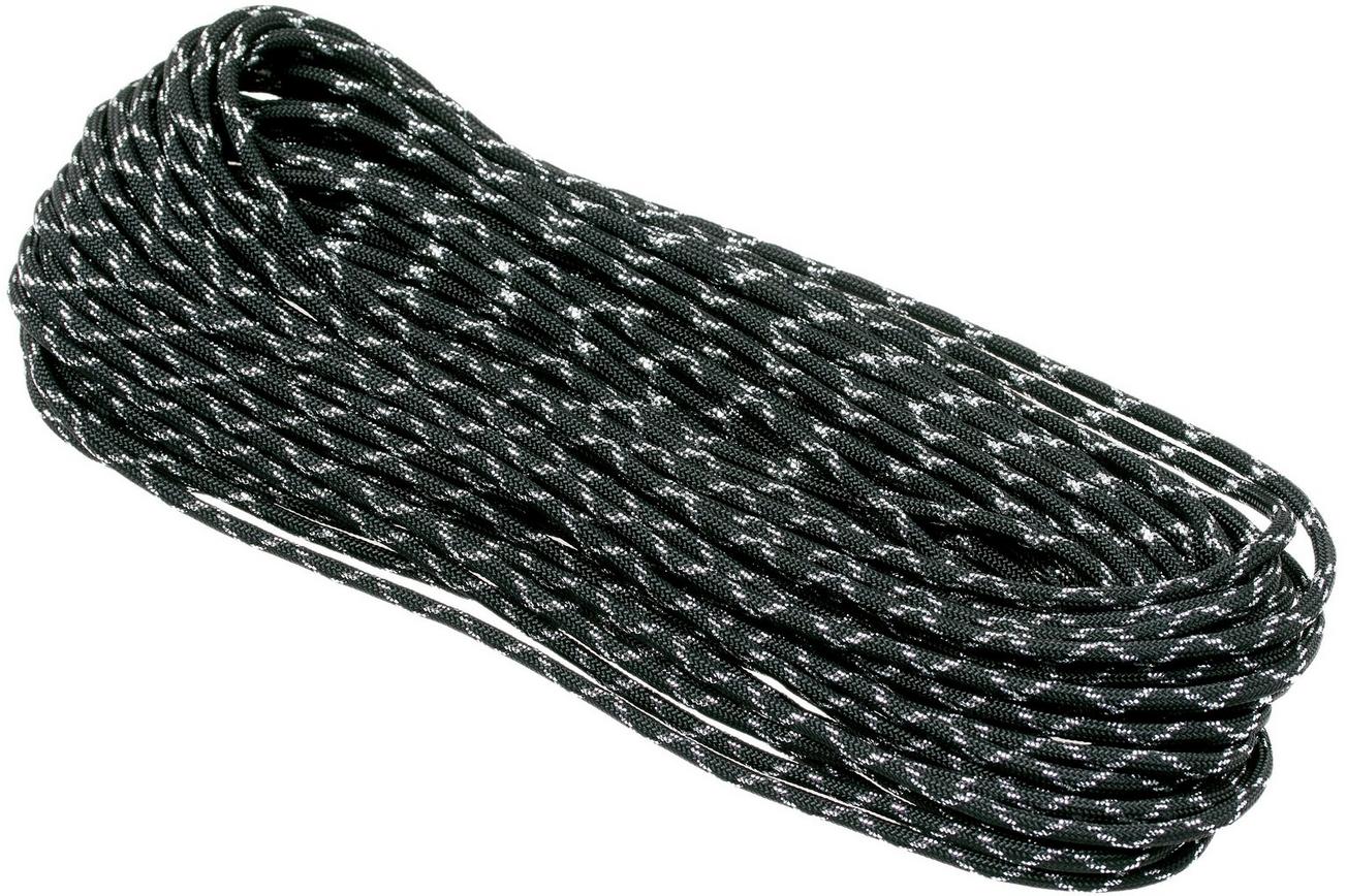 Knivesandtools 550 paracord type III, kleur: dark knight with silver metallic X - 50 ft (15,24 meter)
