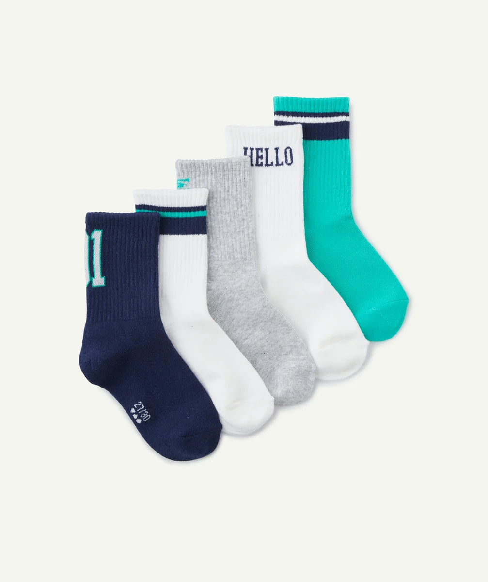 LOT DE 5 PAIRES DE CHAUSSETTES GARÇON TRICOLORE SPORT