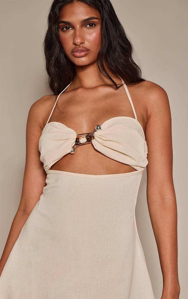 Naturel Robe Droite Avec Détails De Finition