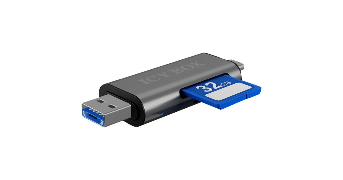 ICY BOXIB-CR200-C Externe cardreader met multi-USB connector kaartlezer  (Antraciet)