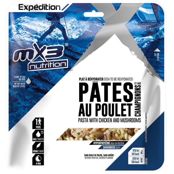 Repas lyophilisé MX3 PATES POULET ET CHAMPIGNONS