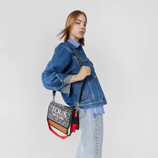 Bolsa de ombro média Kaos Icon Audree em preto e bege