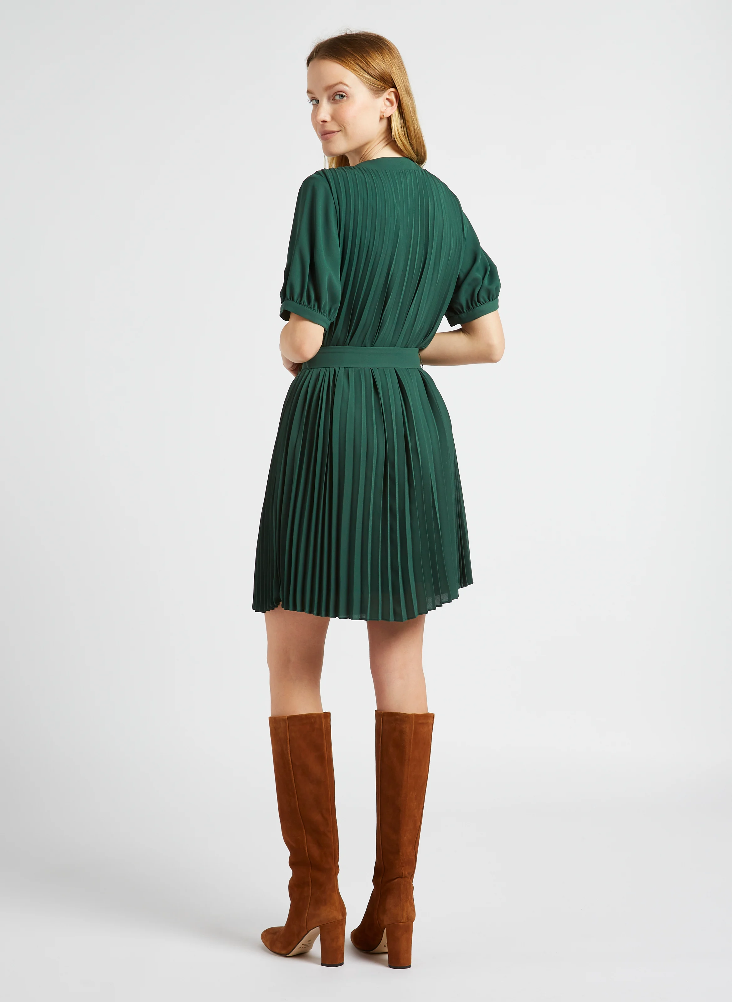 Robe ample col rond| Vert
