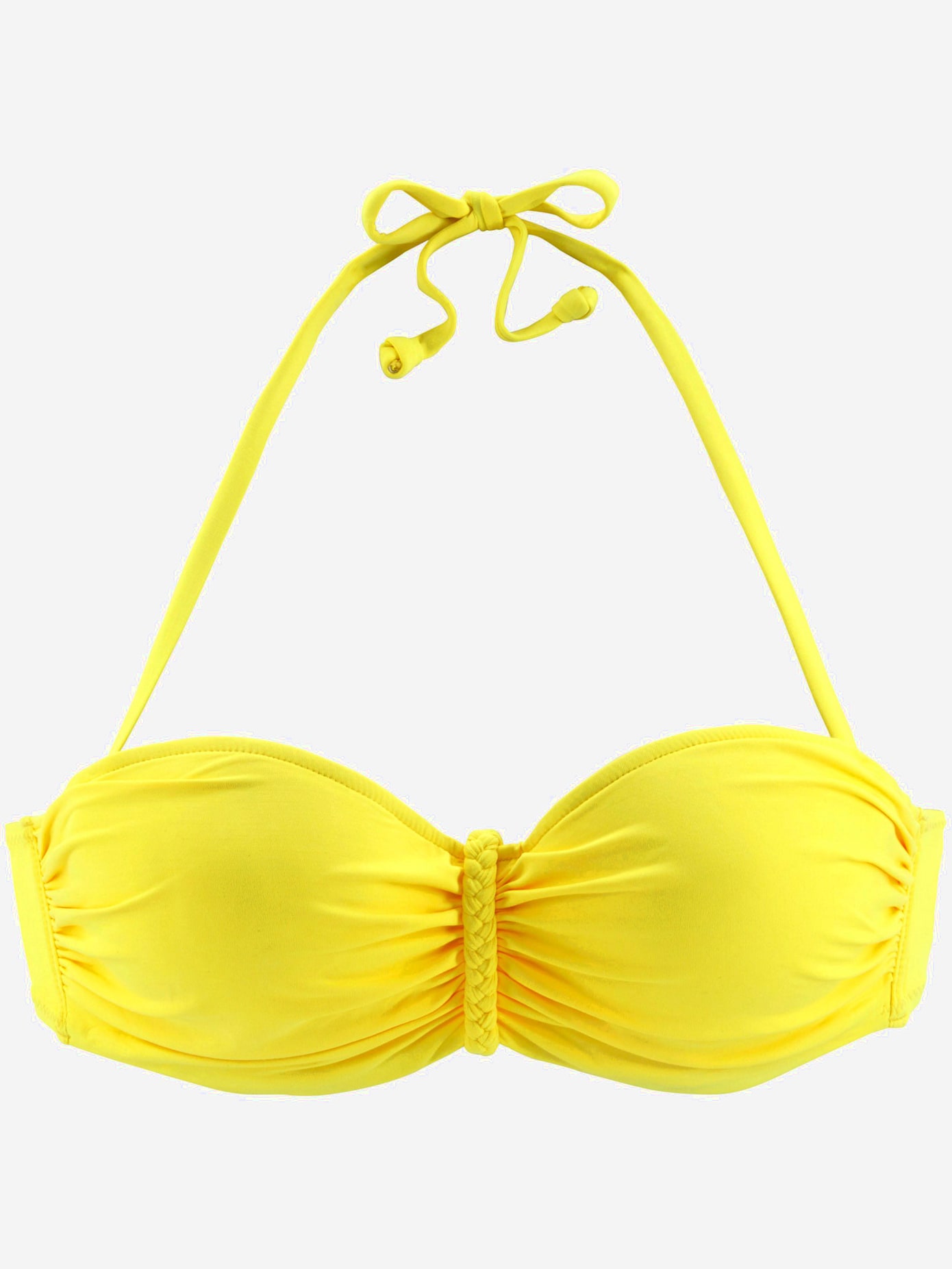 Haut de bikini bandeau à armatures ruban tressé entre les bonnets