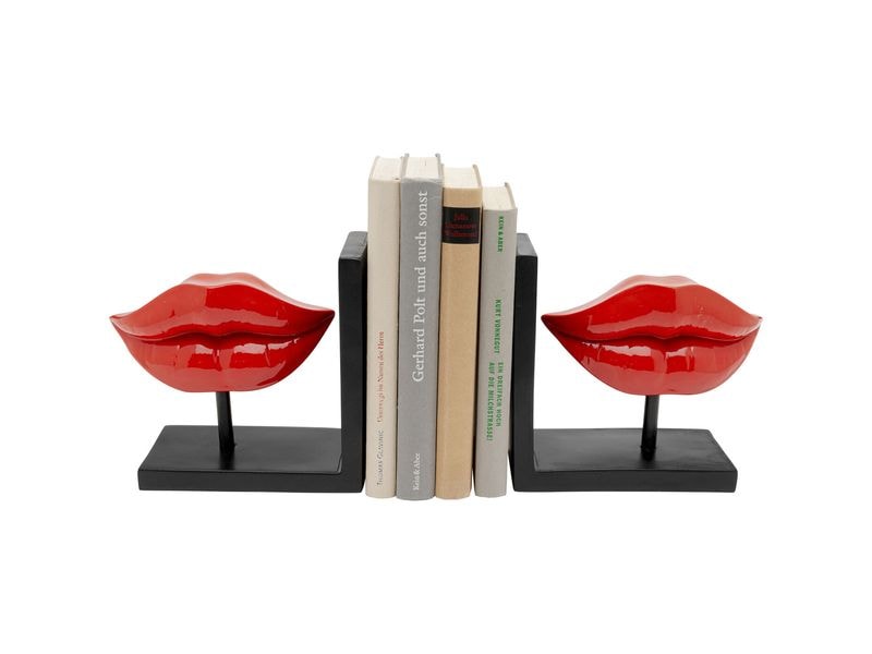 Kare Buchstütze Lips 2er Set, Rot/Schwarz Buchstützen für das Bücherregal