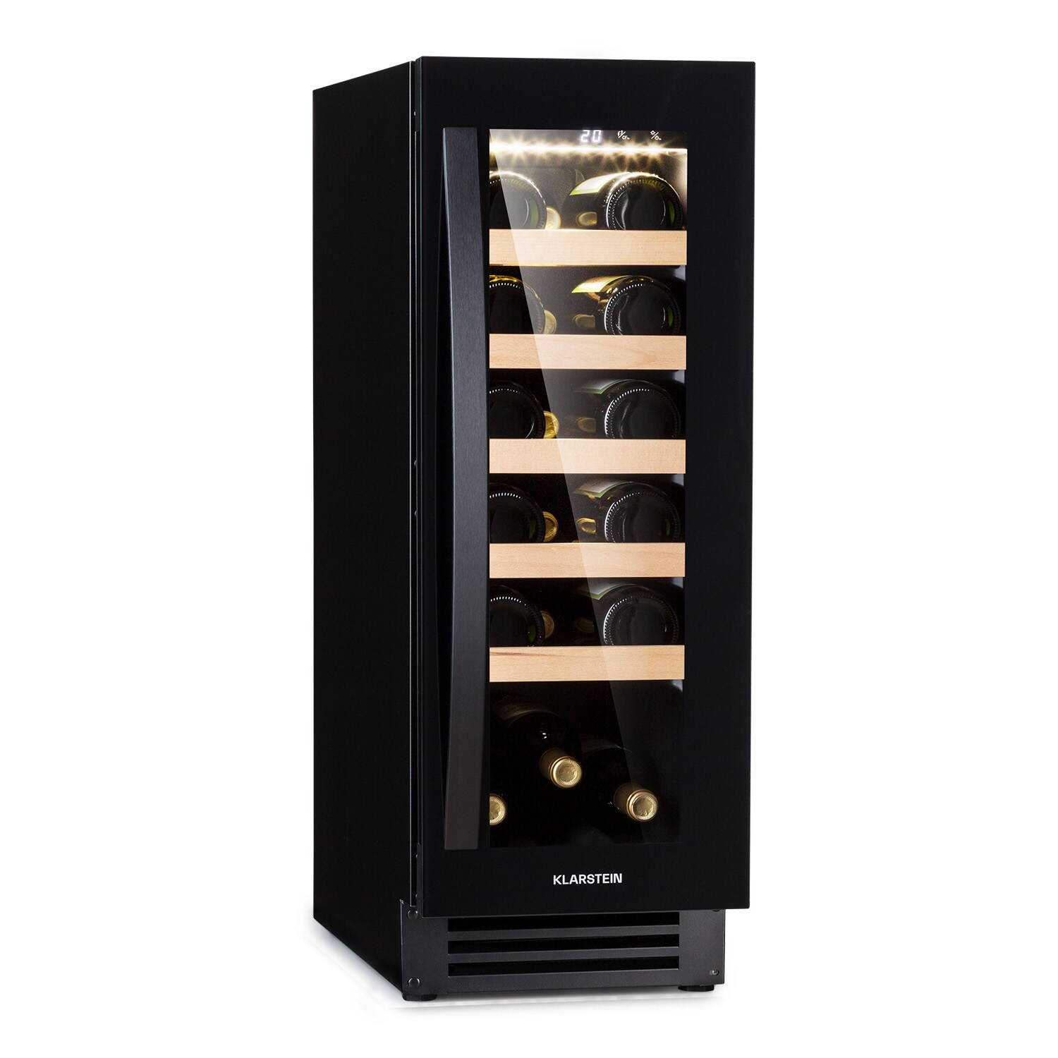 Vinovilla 20 Built-In Weinkühlschrank 50l / 20 Flaschen Glastür Edelstahl Schwarz 50 Liter / 20 Flaschen