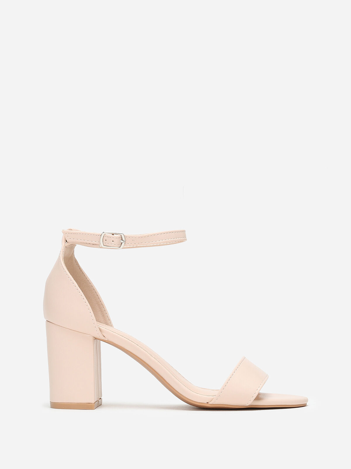 Sandales à talon épais en simili- Beige