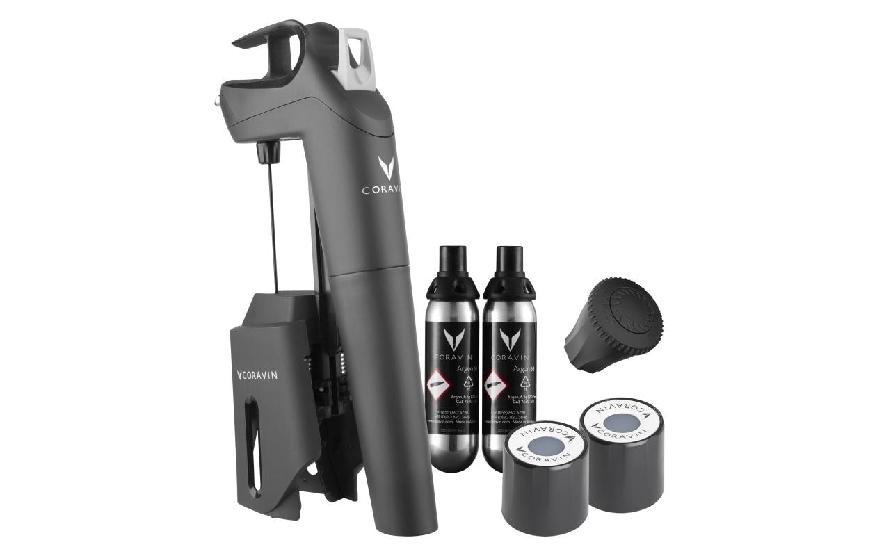 Weinausgiesser Timeless Three + 1 Stück, Schwarz<br>Wein-Set