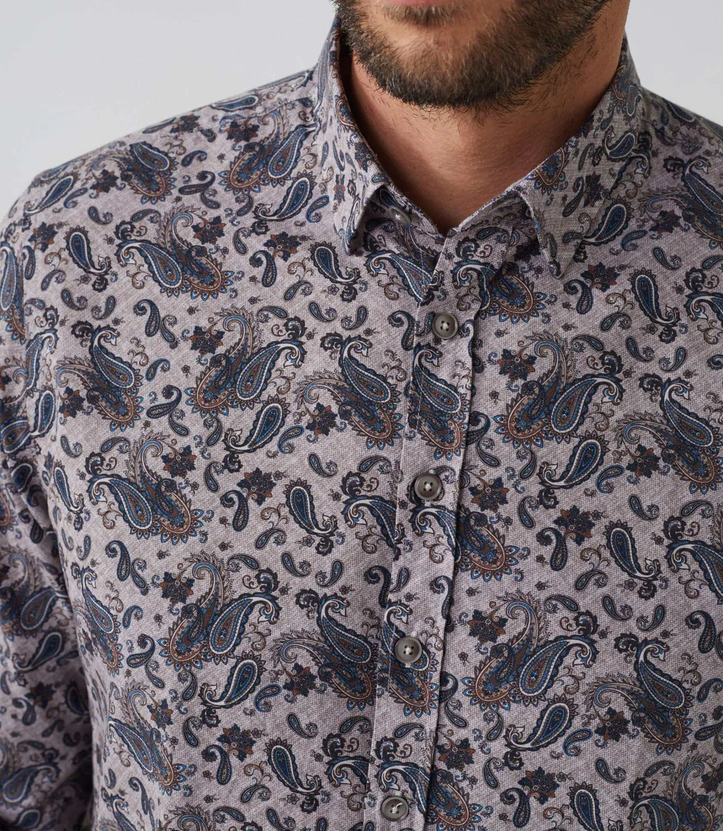Chemise casual imprimée beige 
