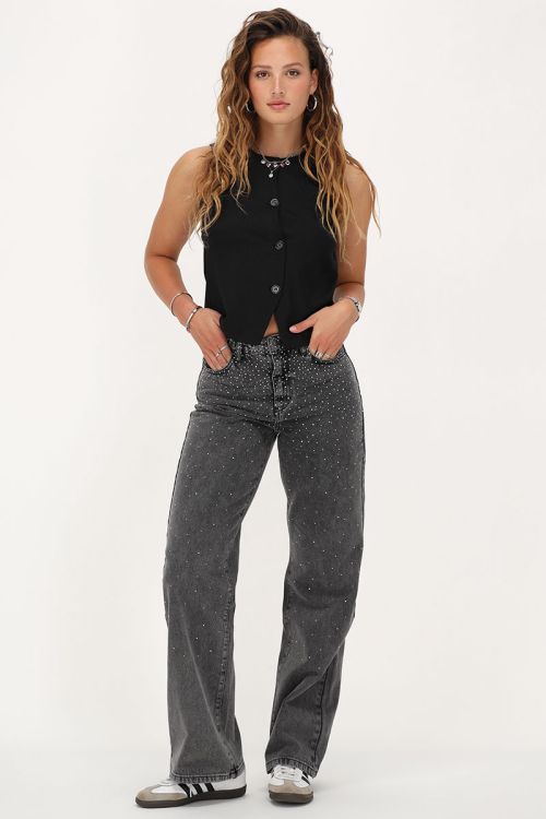 Zwart gilet met knopen
