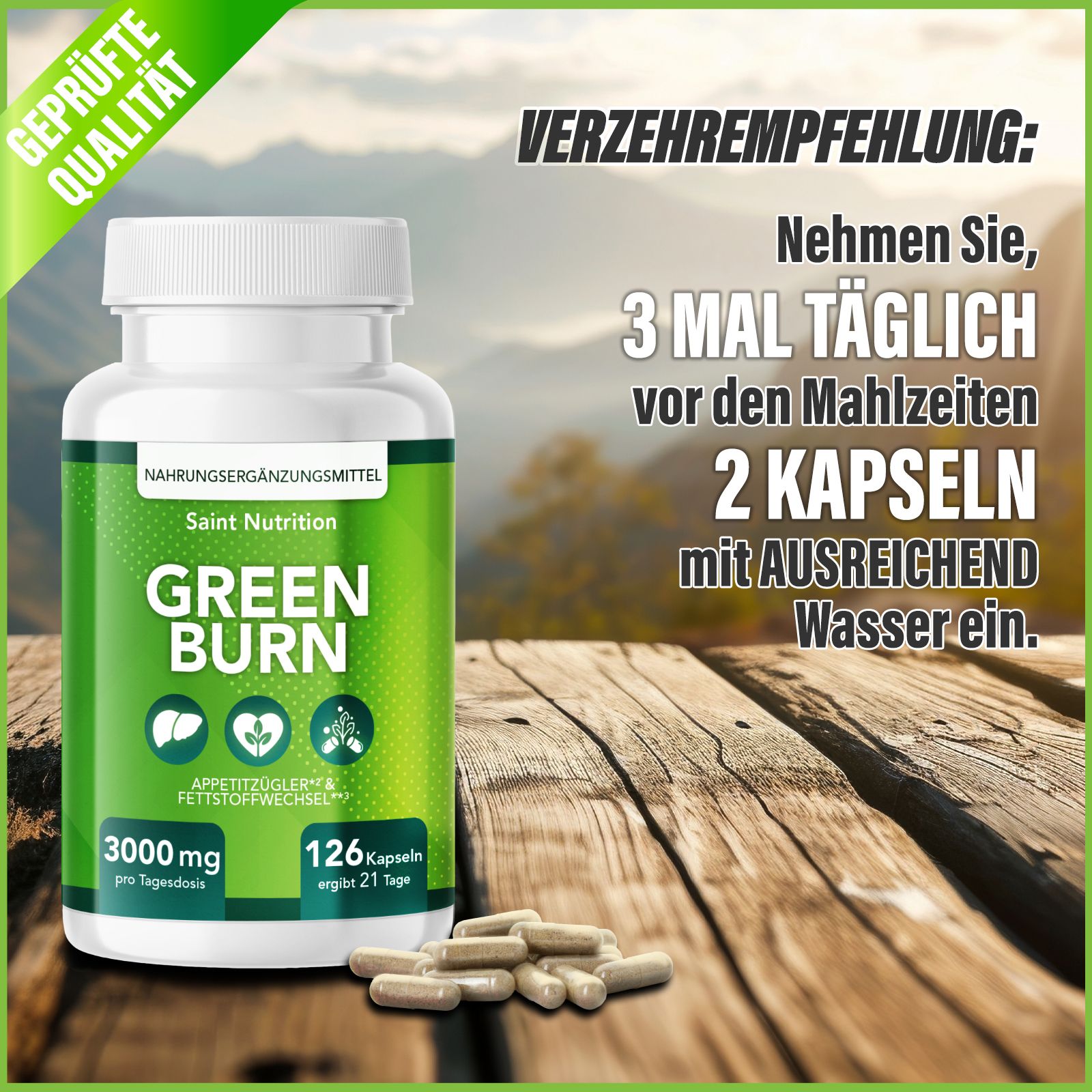 Saint Nutrition® | Green Burn | Kapseln zum Abnehmen