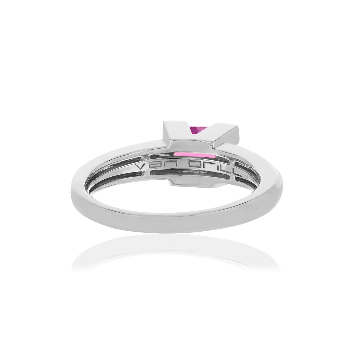 Bague VAN BRILL or blanc 750, tourmaline rose, diamant.