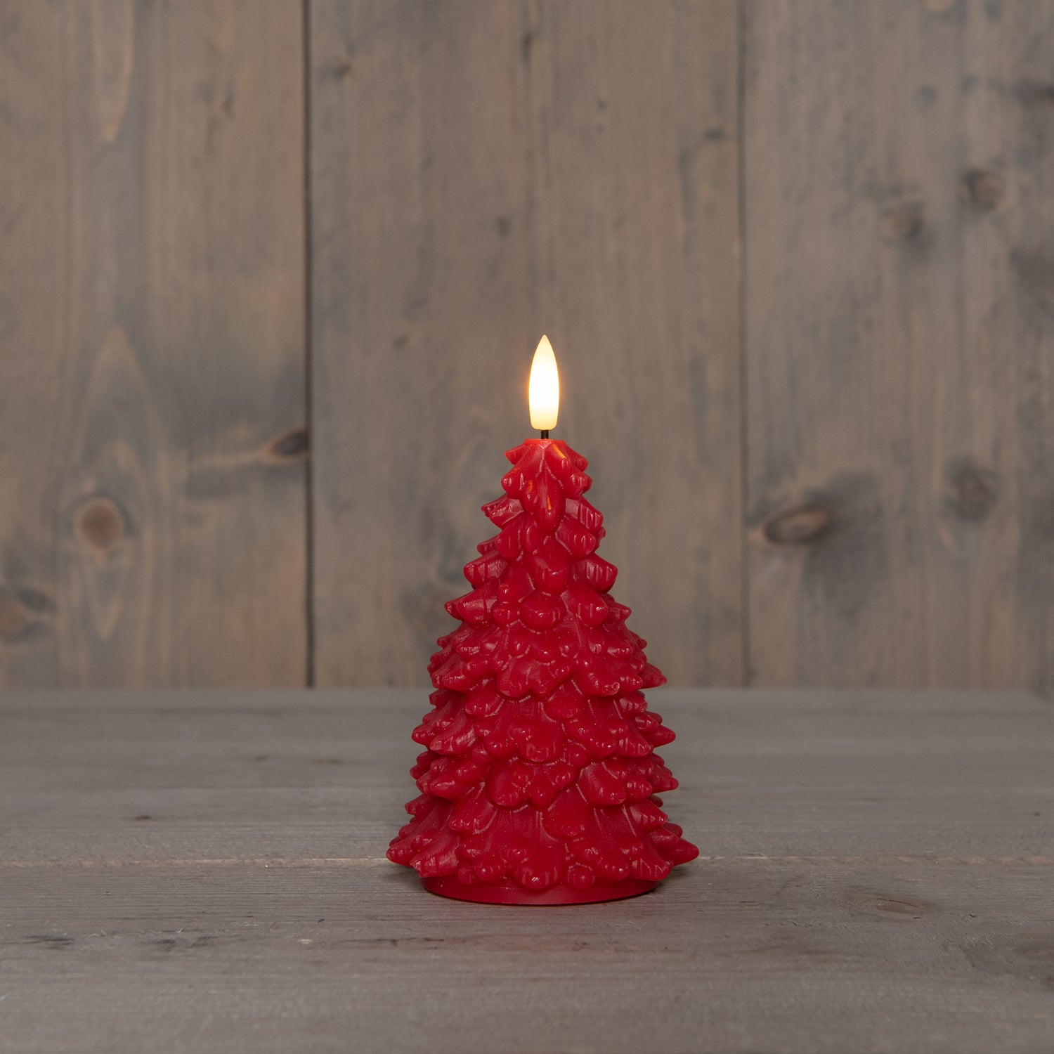 Anna's Collection LED stompkaars Tambu kerstboom rood D 9,5 H 15 cm