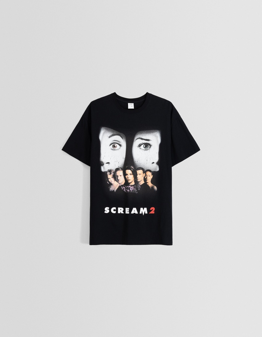 Camiseta oversized de manga curta com estampa Scream