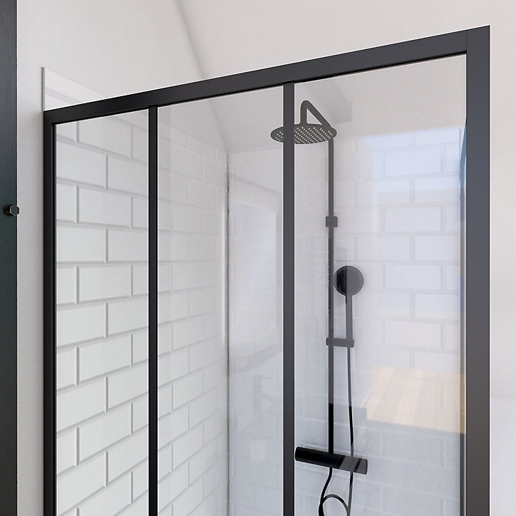 Paroi de douche fixe noir Galedo FactorX transparent 80cm