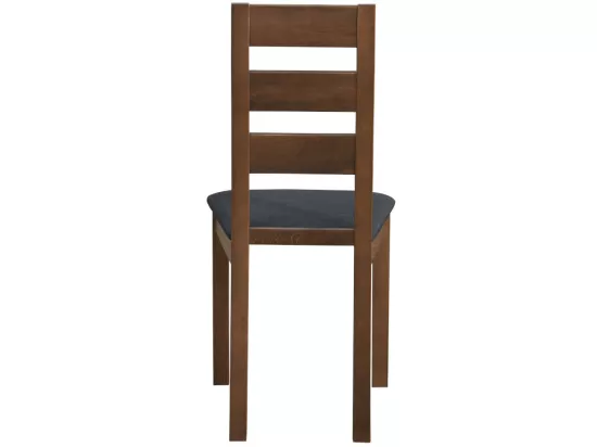 Lot de 6 chaises ALCINO - Hêtre et tissu - Coloris : Noyer et Anthracite