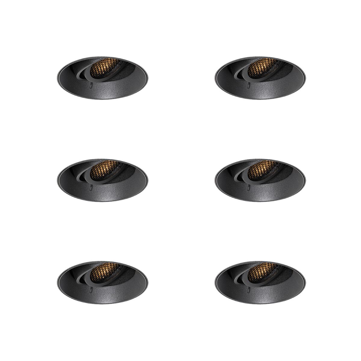 Set van 6 Moderne inbouwspot zwart GU10 rond trimless - Oneon Honey