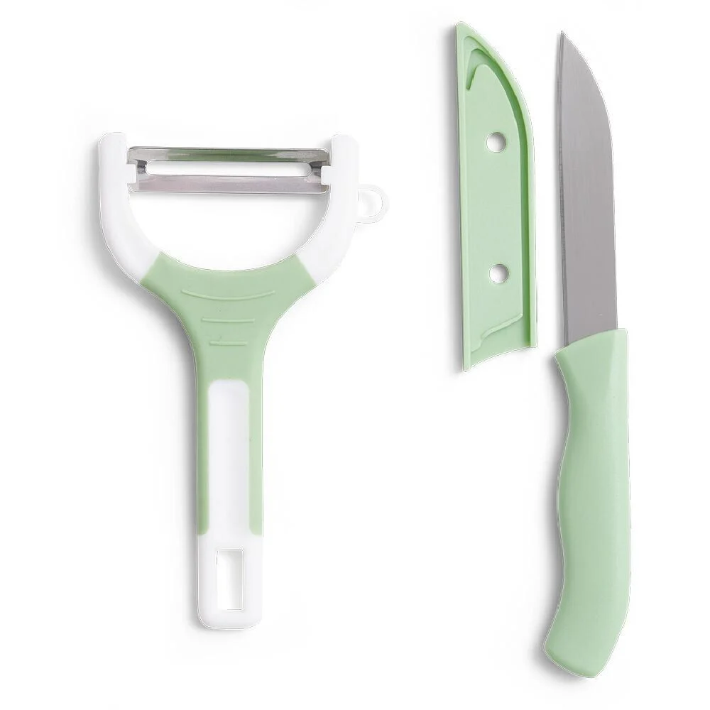 Set couteau et éplucheur inox et plastique - 3 modèles