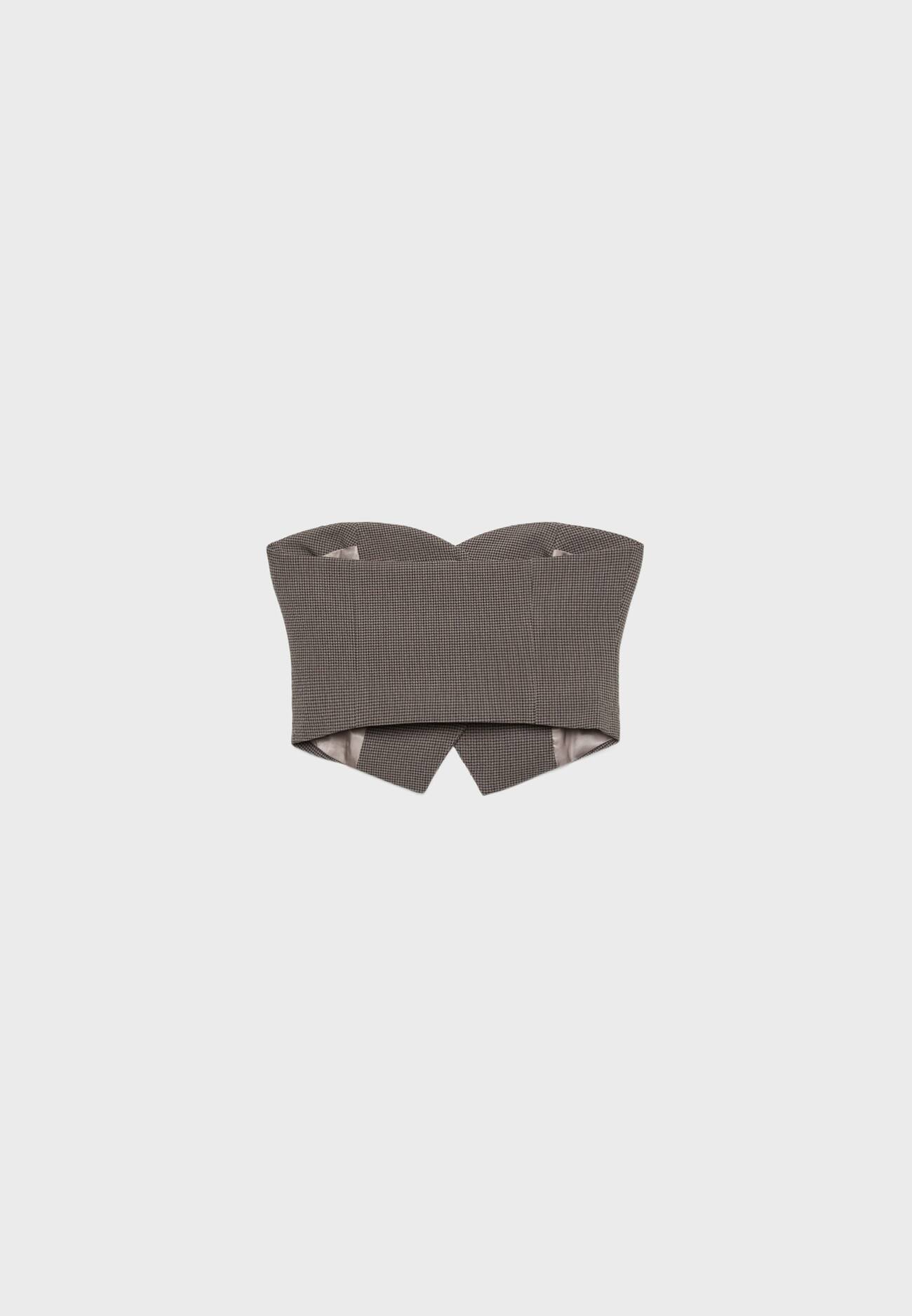Top bandeau em estampa pied-de-poule