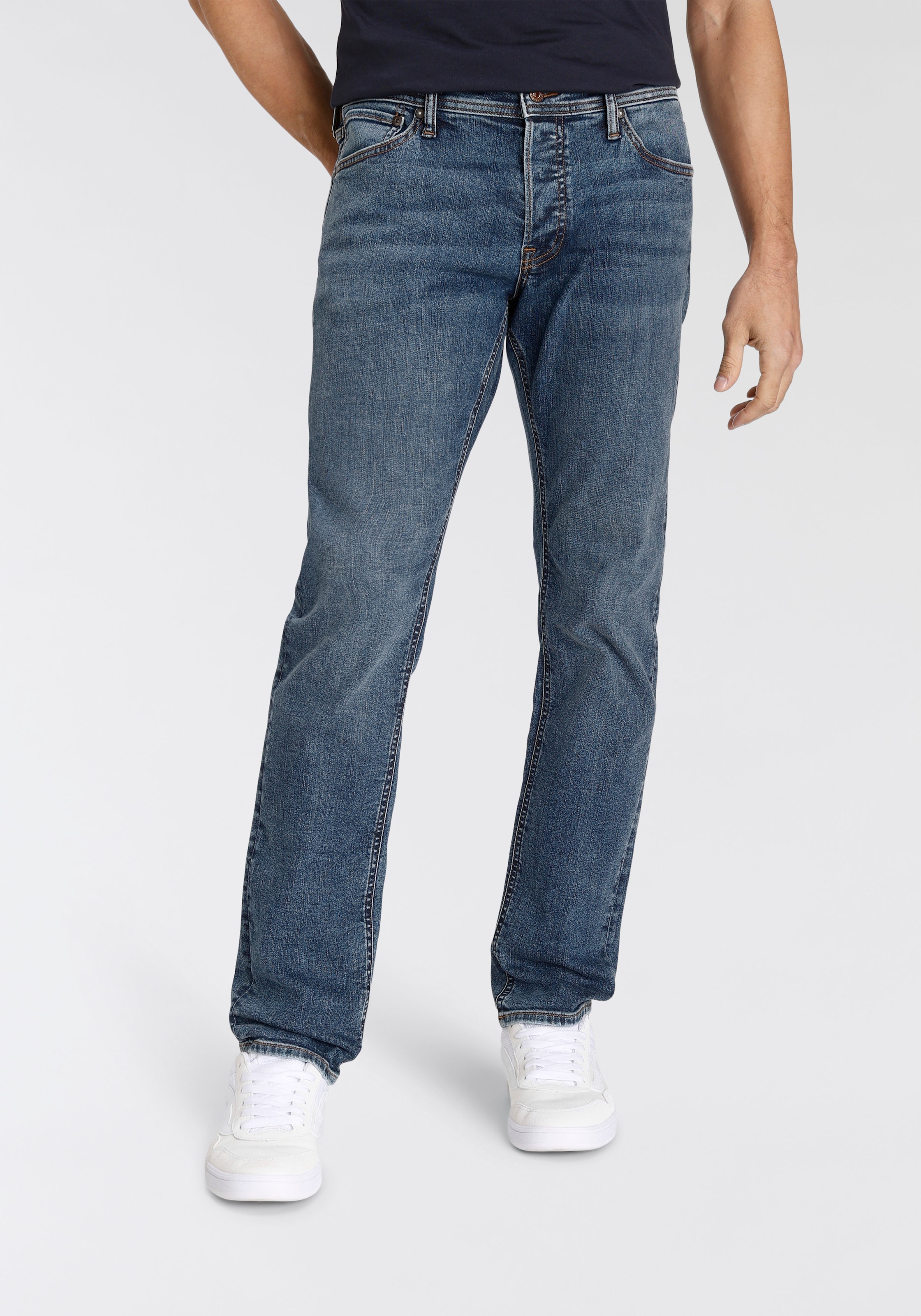 Jack & Jones Slim-fit-Jeans »JJIGLENN – Jeans mit Stretch und figurbetonter Silhouette«, Used, modisch, slim fit, Denim/Jeans