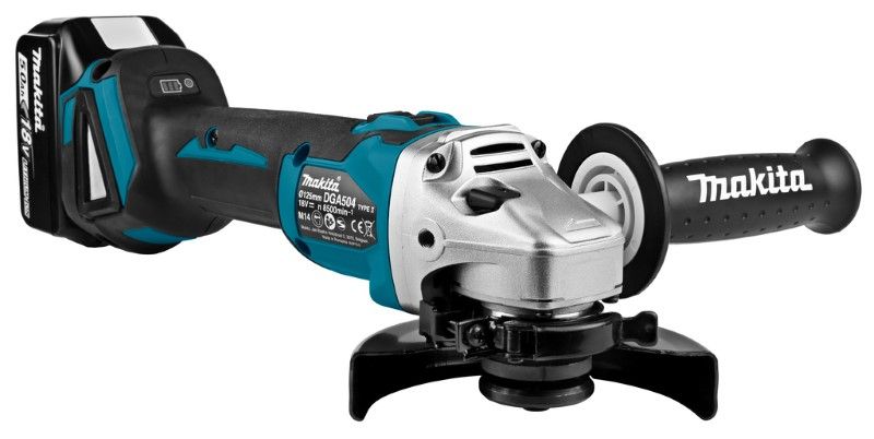 Makita DGA504RTJ 18V Li-ion accu haakse slijper set (2x 5.0Ah) in Mbox - 125mm - koolborstelloos