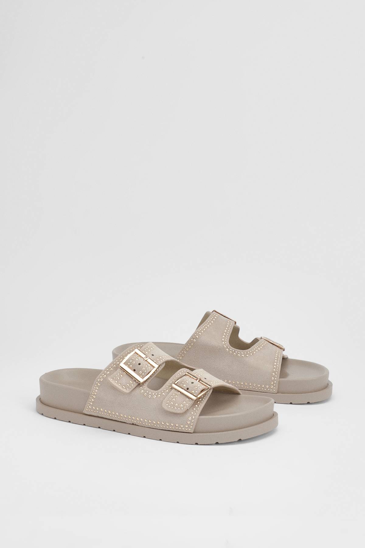 boohoo Sandales À Double Boucle Avec Détails Cloutés En Synthétique